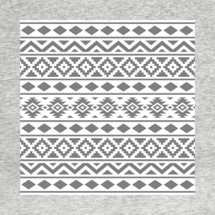 Aztec Essence Pattern Gray on White T-Shirt